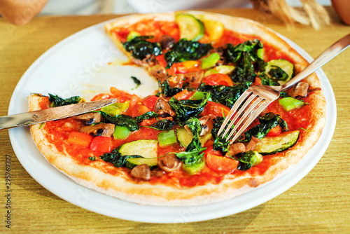 fresh pizza with organic vegetables