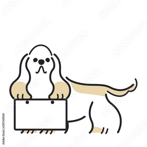 犬　ポーズ　表情　１匹　看板　アメリカンコッカースパニエル