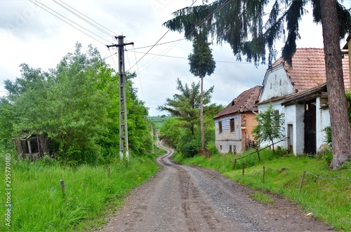 old village street in Transylvania Romania