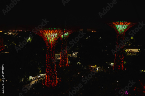 SINGAPORE - J15 September 2019: Walkway at The Supertree Grove at Gardens by the Bay in Singapore near Marina Bay Sands hotel at summer night. photo