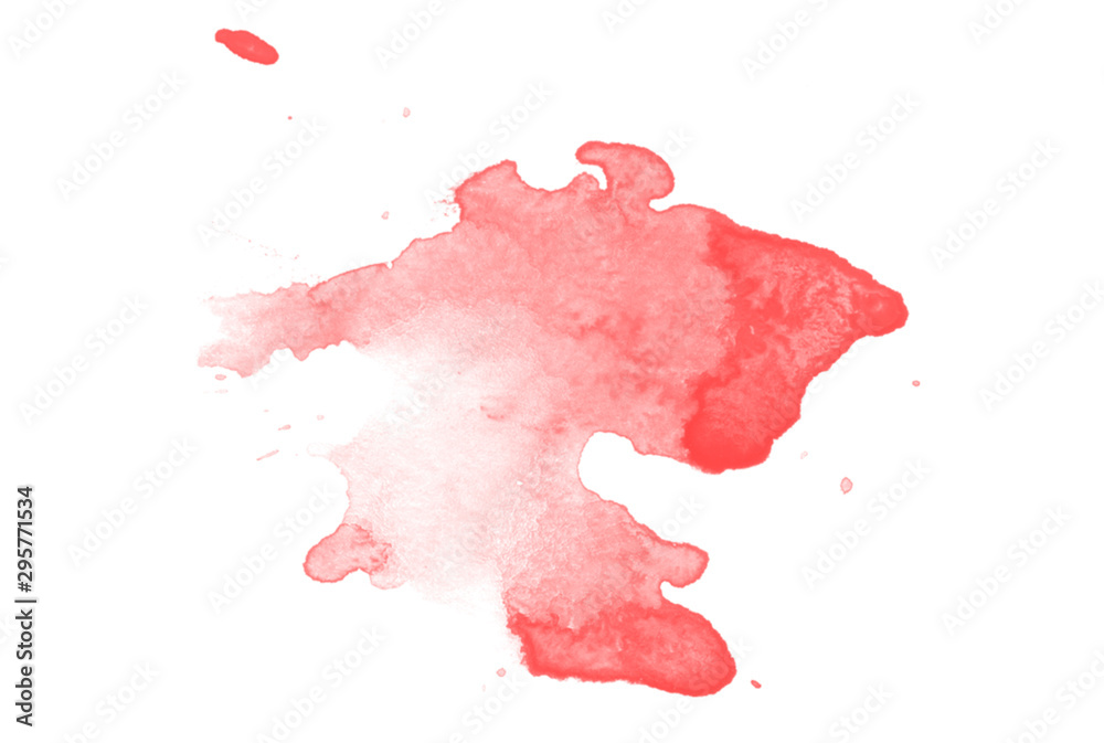 Red paint splashing on white. Red isolated brush