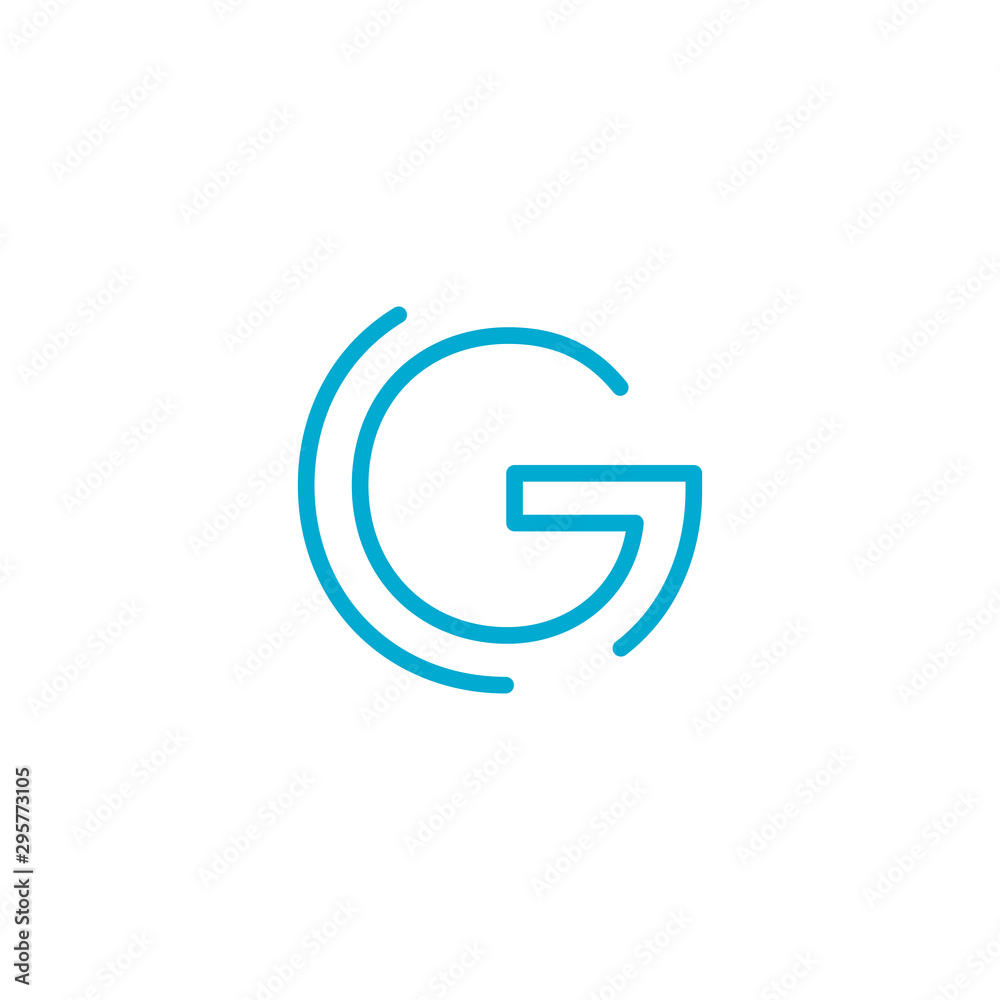 Linear geometric outline alphabet Letter G, Simple Logo Design, Blue graphic element for typography style, minimalistic letter design. Editable stroke. Stock vector illustration Linear geometric outline alphabet Letter G, Simple Logo Design, Blue graphic element for typography style, minimalistic letter design. Editable stroke. Stock vector illustration