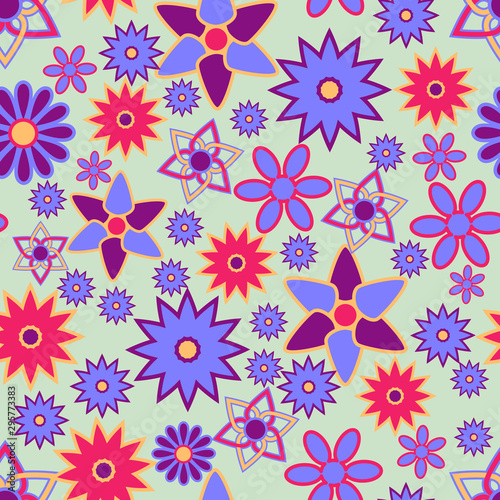 Seamless background, floral pattern in bright colors, fabric and print paper