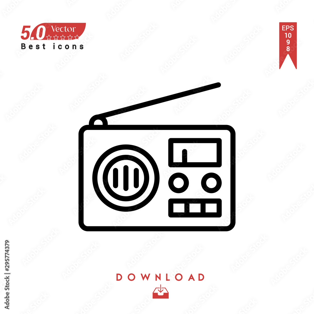 Outline radio Icon. radio icon vector isolated on white background ...