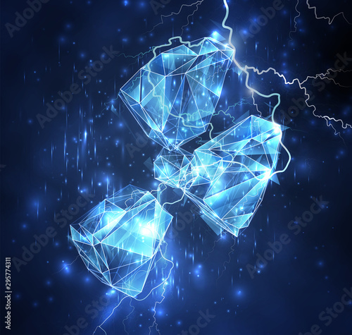 3d vector object on a background of blue sky. lightning and thunder. strength and power © coffeemill