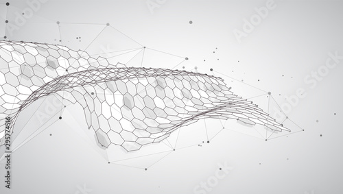 abstract vector background with hexagons. 3d design virtual world.