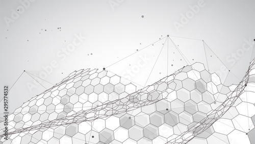 abstract vector background with hexagons. 3d design virtual world.