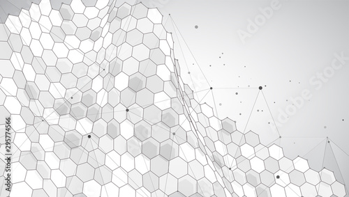 abstract vector background with hexagons. 3d design virtual world.