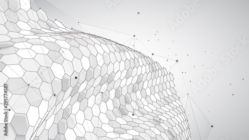 abstract vector background with hexagons. 3d design virtual world.