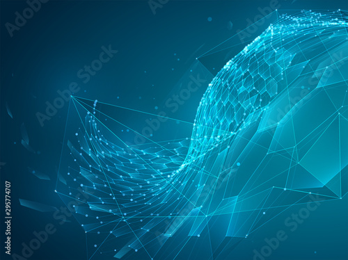 abstract vector background with hexagons. landscape of the virtual world. 3d design