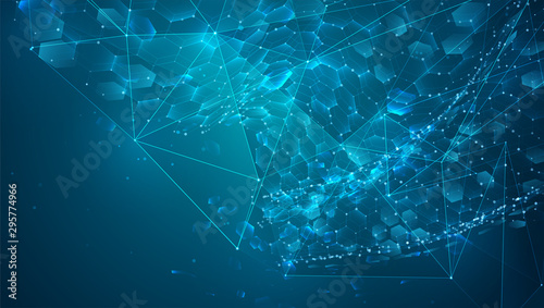 abstract vector background with hexagons. landscape of the virtual world. 3d design