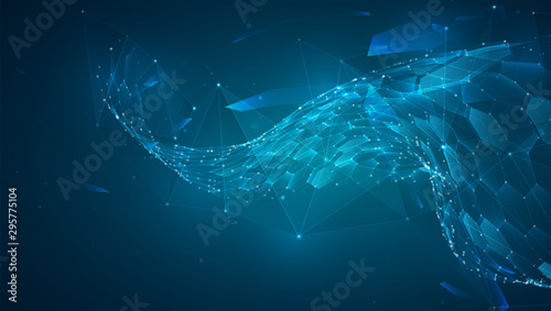 abstract vector background with hexagons. landscape of the virtual world. 3d design