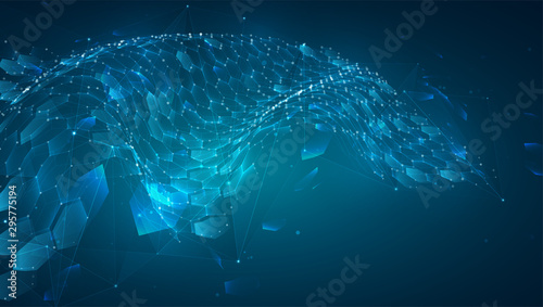 abstract vector background with hexagons. landscape of the virtual world. 3d design