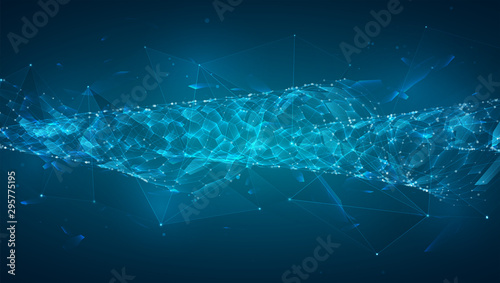 abstract vector background with hexagons. landscape of the virtual world. 3d design