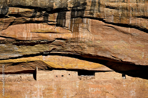 Closeup of Cliff dwelling in Upper Cretaceous Cliff House Sandstone, Mesa Verde National Park, Colorado  photo