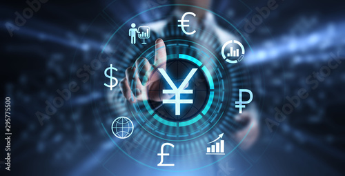 YEN symbol Forex trading currency exchange business finance concept.