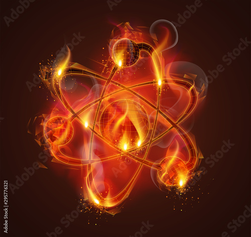 vector fire symbol. bright burning. on a dark background.