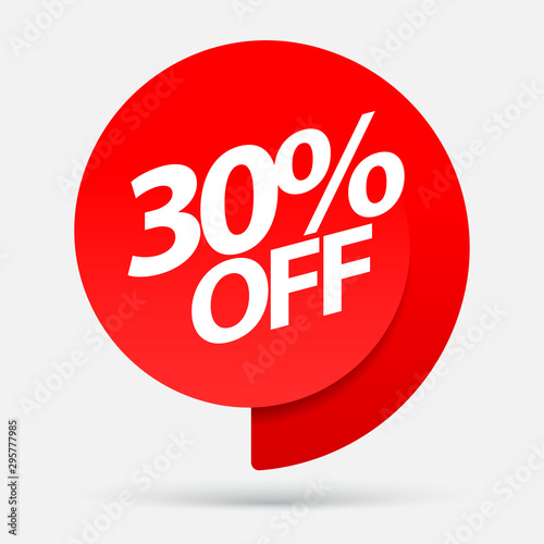 Sale of special offers. Discount with the price is 30. An ad with a red tag for an advertising campaign at retail on the day of purchase. vector illustration