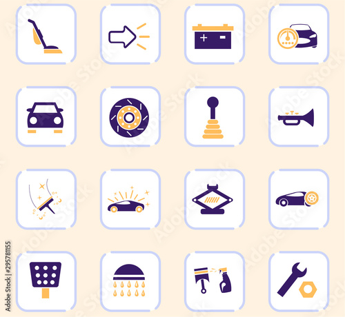 Car shop icons set