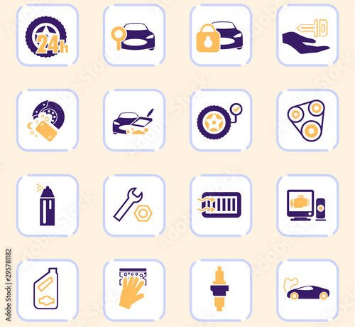 Car shop icons set