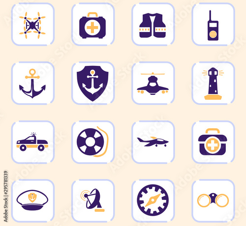 Coast Guard icons set