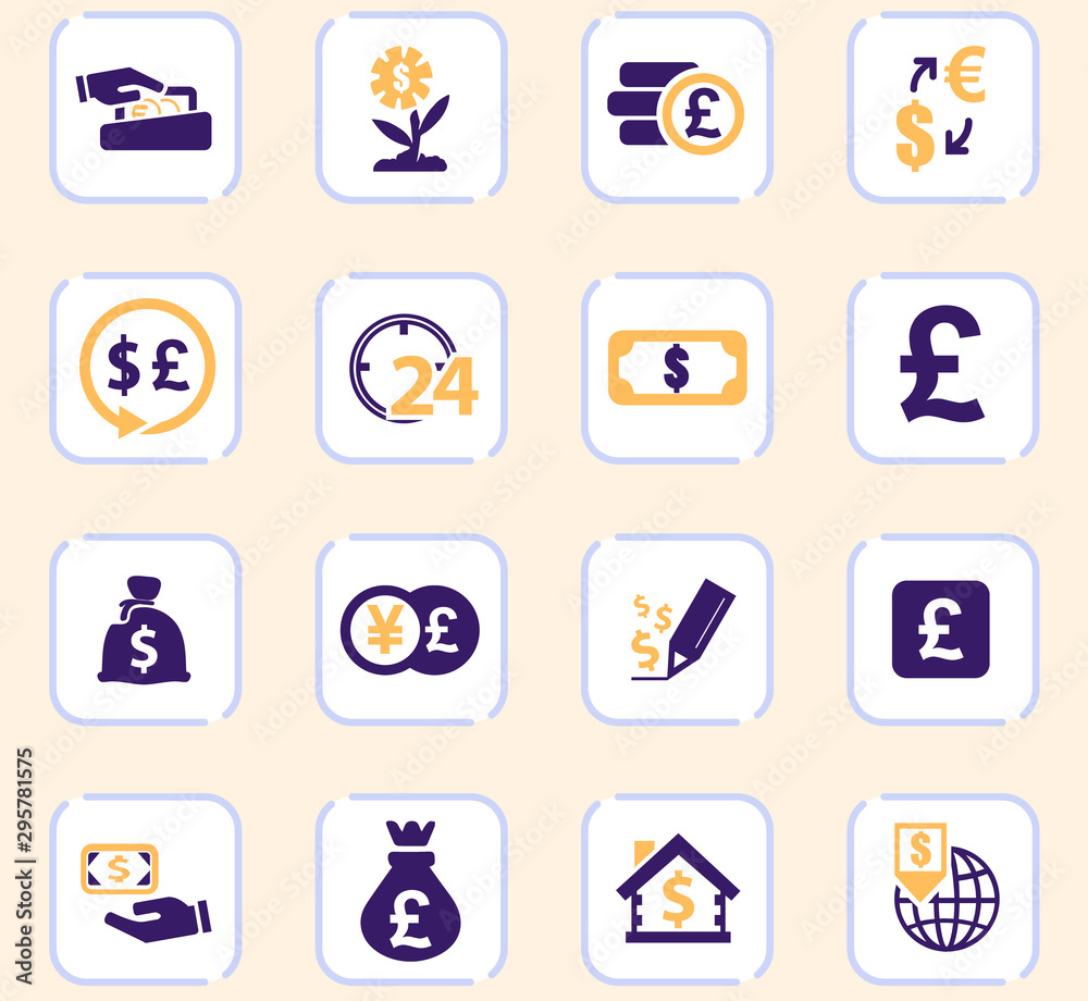 Fototapeta premium Currency exchange icons set