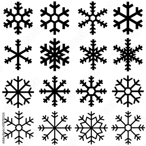 Snowflake set icon  logo isolated on white background