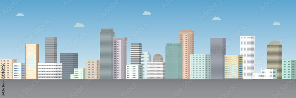 Urban landscape. Skyscrapers. Vector illustration.