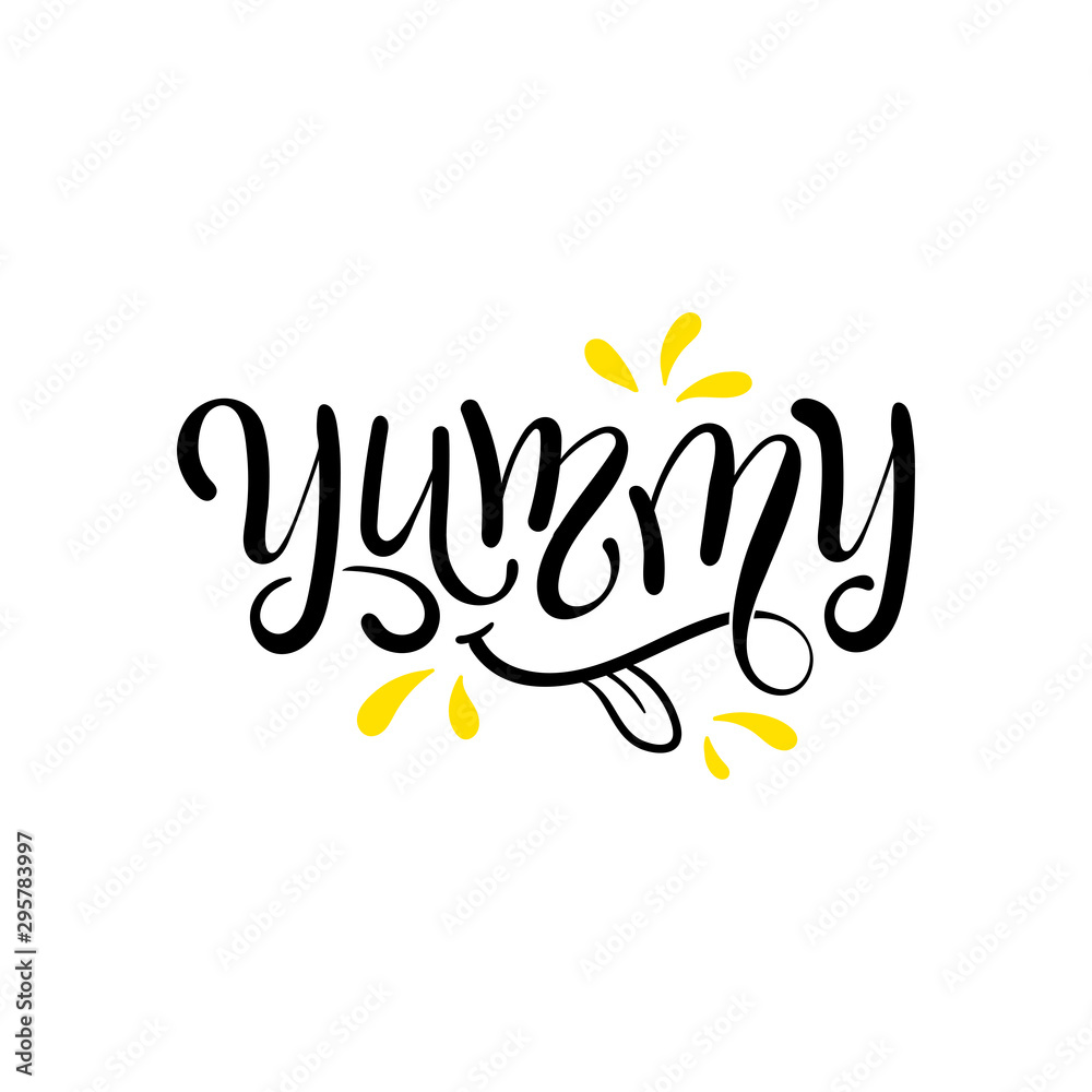 Yum. Yummy word. Vector lettering. Yum. Yummy word. Vector lettering.
