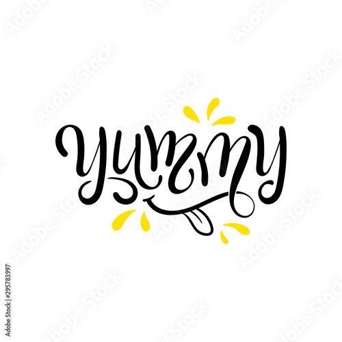 Yum. Yummy word. Vector lettering.