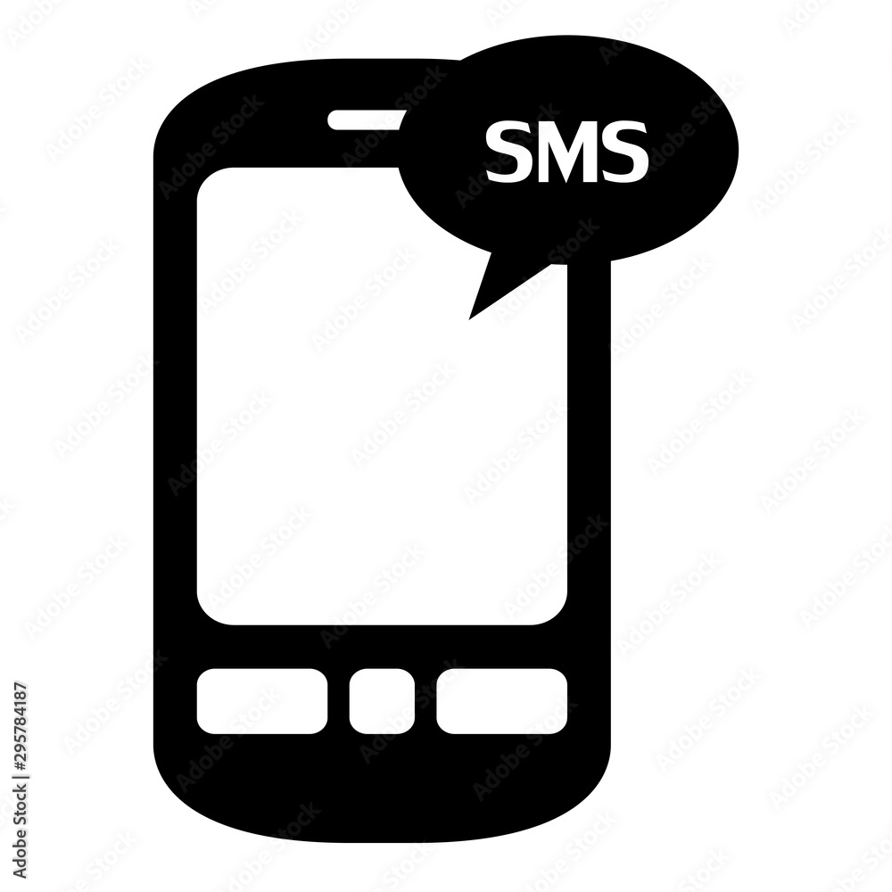 Mobile SMS sign silhouette vector illustration.Black,white. Mobile SMS sign silhouette vector illustration.Black,white.
