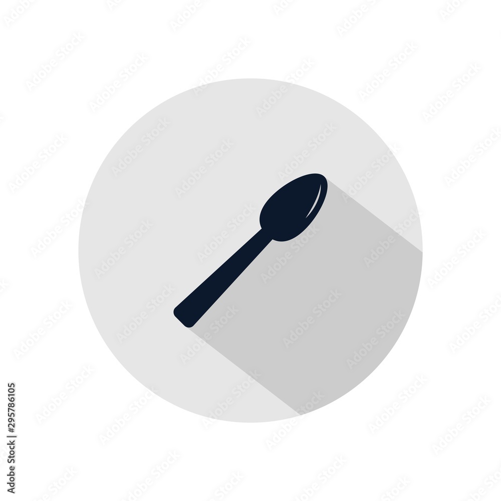 Spoon icon vector, cutlery isolated on grey circle, vector restaurant element Spoon icon vector, cutlery isolated on grey circle, vector restaurant element