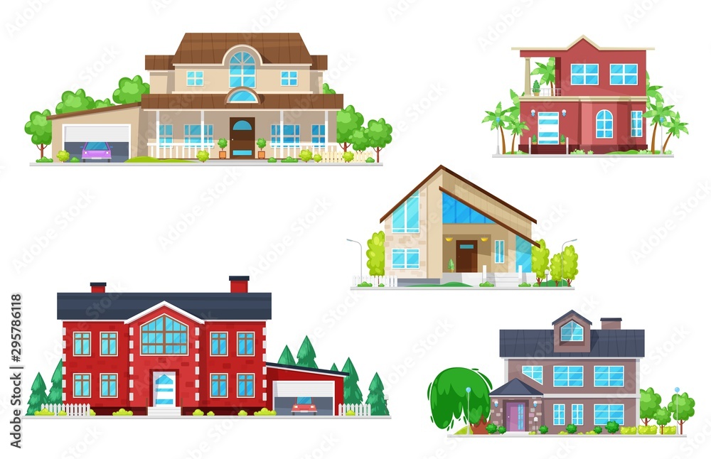 Buildings of home, house, cottage, villa, bungalow