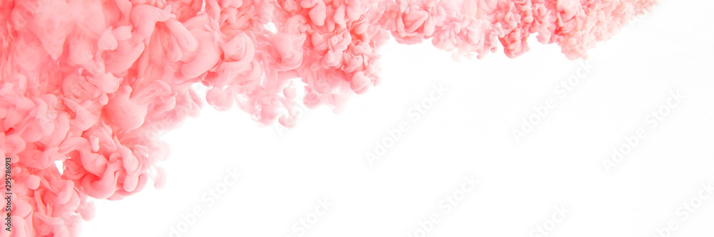 Colorful ink in water isolated on white background. Abstract pink paint splash.