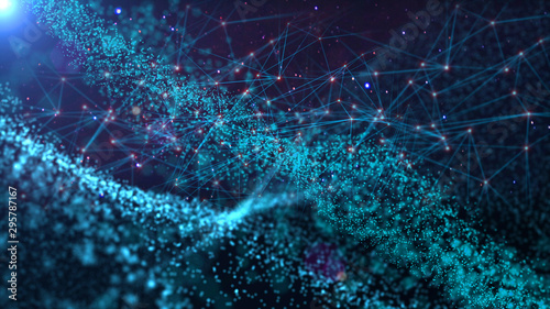 Network with nodes connected background. Technology futuristic design