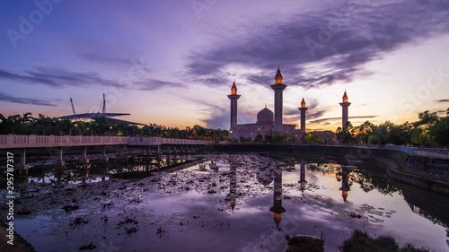 shah alam beautiful mosque sunrise timelapse photo