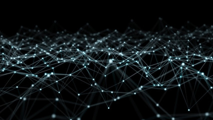 Abstract connection blue background network 3D rendering