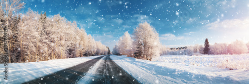 winter road, covered with s...
