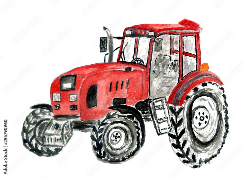 Obraz premium Tractor hand drawn