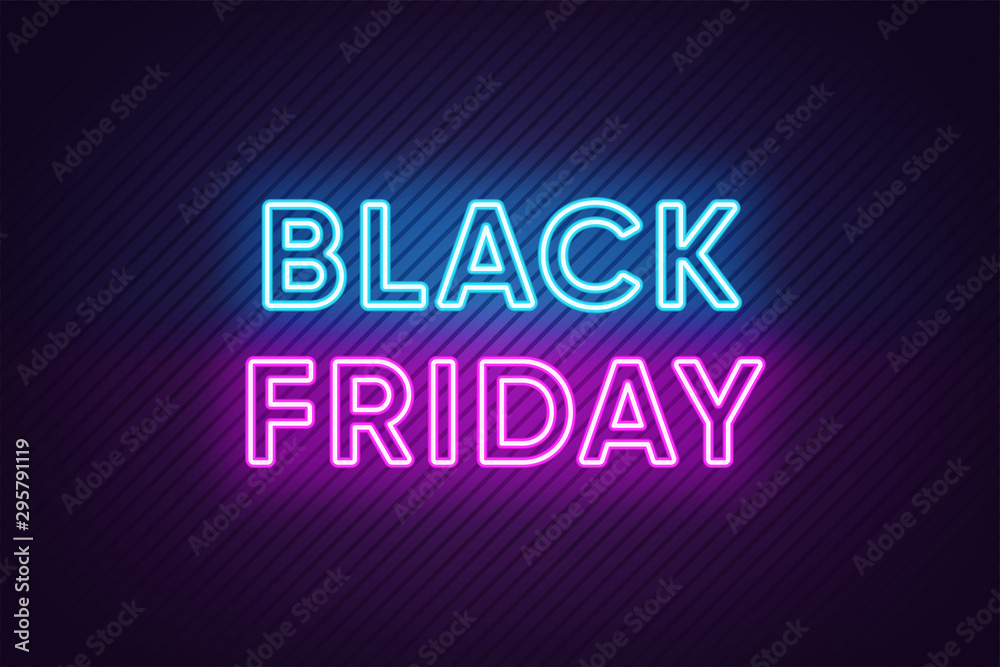 Neon Black Friday Banner. Text and Title of Black Friday