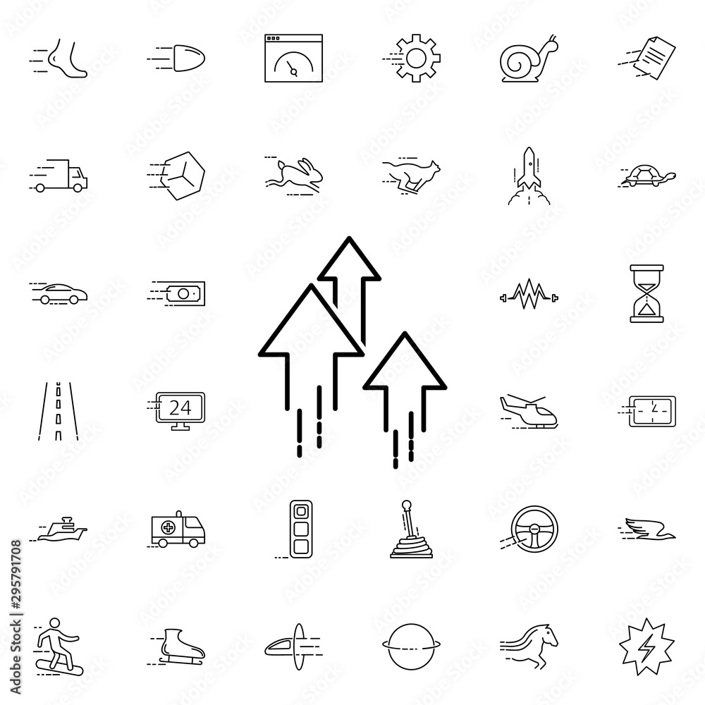 Flying arrows icon. Universal set of speed for website design and development, app development Flying arrows icon. Universal set of speed for website design and development, app development