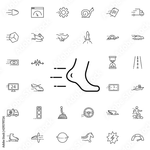 Foot in motion icon. Universal set of speed for website design and development, app development
