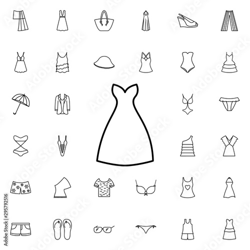 Dress with decolletage icon. Universal set of summer clothes for website design and development, app development