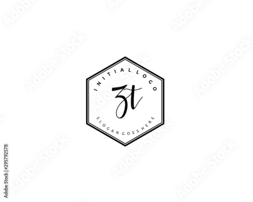 ZT Initial handwriting logo vector