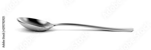 Silver spoon on white background photo