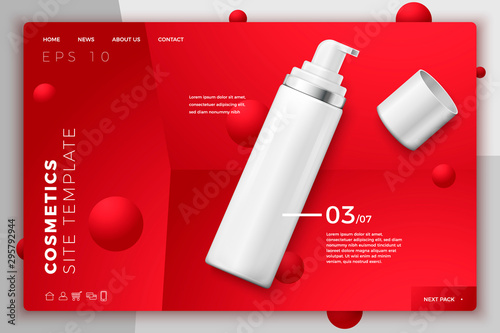 Vector cosmetic spray bottle modern site template