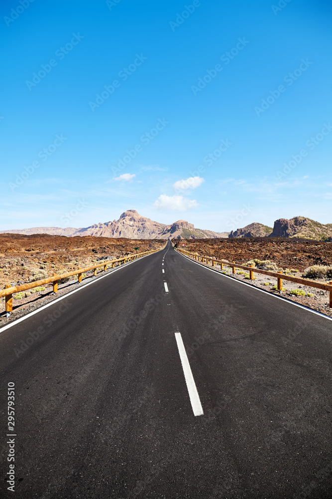 Scenic road in Teide National Park, Tenerife.