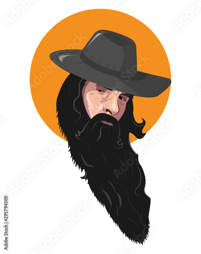 vector old cowboy with beard