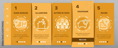 Insurance Onboarding Mobile App Page Screen Vector Icons Set Thin Line. House Insurance From Fire And Lightning, Flood And Burglary Concept Linear Pictograms. Life-assurance Contour Illustrations