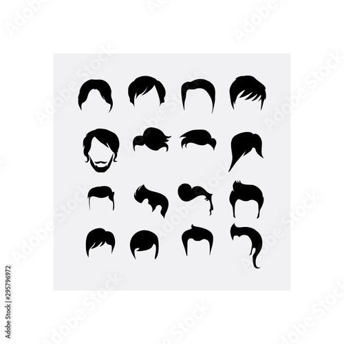 Simple vector logo set for man hair style 